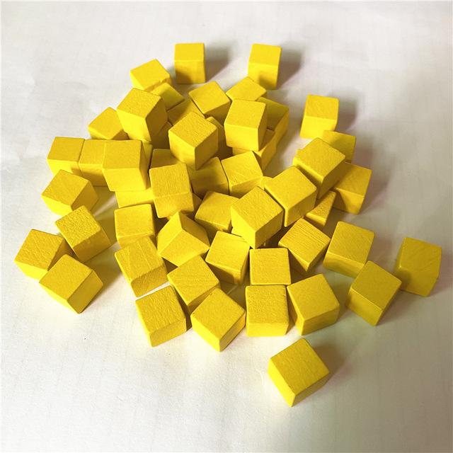 100 Stuks 14 Kleuren 10 Mm Kubus Houten Kubussen Kleurrijke Dobbelstenen Schaakstukken Rechte Hoek Voor Token Puzzel Bordspellen Vroeg Onderwijs geel
