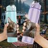 1PC Lazy Tabby Cat Sleep Pose 750ml Color Plastic Sports Water Bottle Leakproof Flip Straw Lid Suitable for Sports Office Home Use