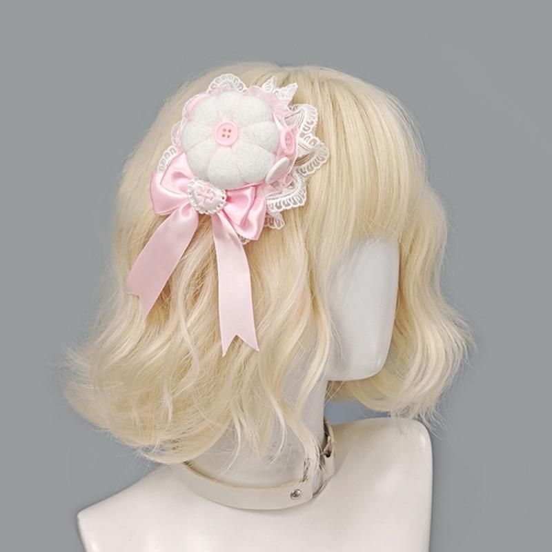 Anime Style Hair Clip Lace Barrettes And Button For Secure Bun Hold In Various Occasion Comfortable Hairpin