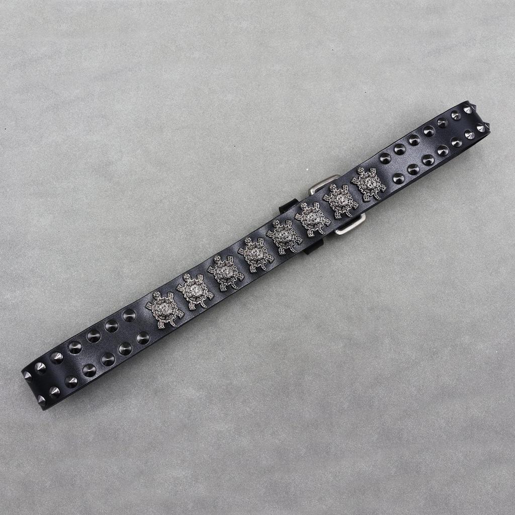 Unisex Heavy Duty Genuine Leather Studded Turtle Punk Belt