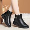 fashion 2024 Fashion Winter Boots Women Leather Ankle Warm Boots Mom Autumn Plush Wedge Shoes Woman Shoes Anti-slip Middle-aged Elderly