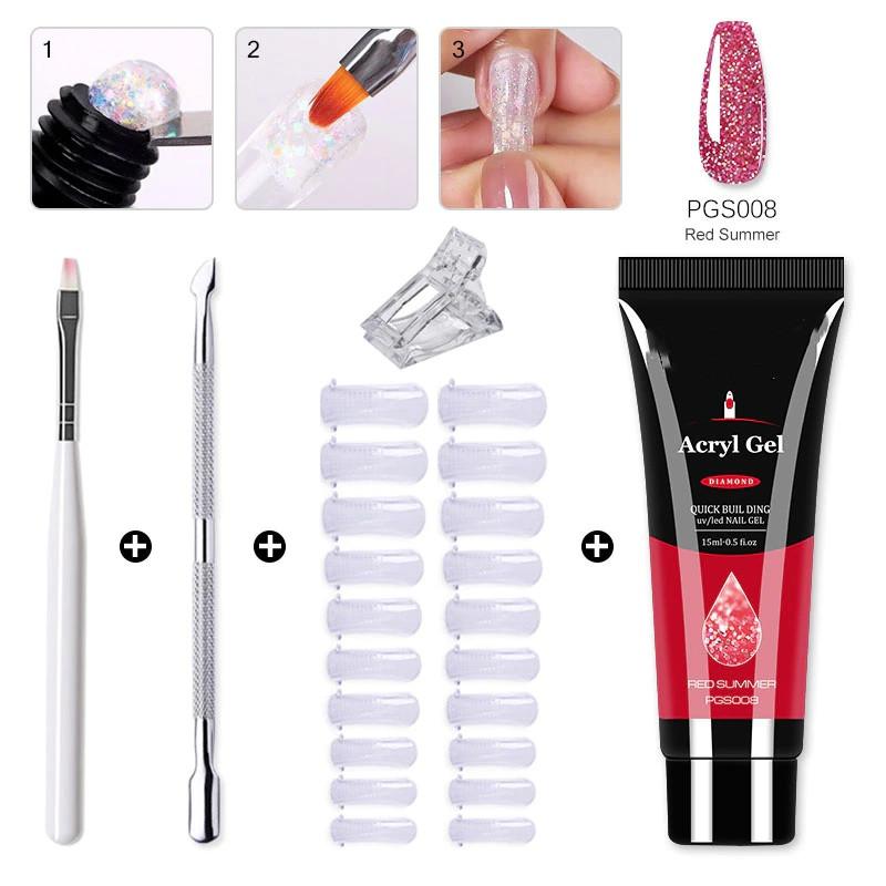 Poly-Nagel-Gel-Set, alles für die schnelle Verlängerung, Nagelmaniküre-Set, Gel-Nagelhautschieber, Fingerverlängerungsform, Nagel-Werkzeug-Set