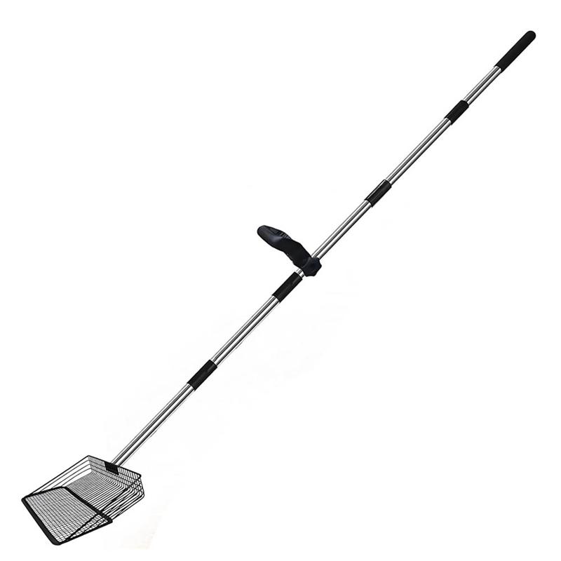 ABNO-Chicken Poop Scooper, 5 In 1 Adjustable Chicken Coop Pooper Shovel Stainless Steel Sifting Shovel With Ergonomic Grip