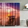 Romantic Sunset Seascape Shower Curtain Rowboat Reflection Bathroom Decor Tranquil Ocean View Colorful Sky Serene Atmosphere