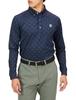 FootJoy Modern Classic FJ Argyle Heat-Retaining Long-Sleeve Button-Down Golf Shirt, Men's Navy, XXL (FJ-F23-S10)