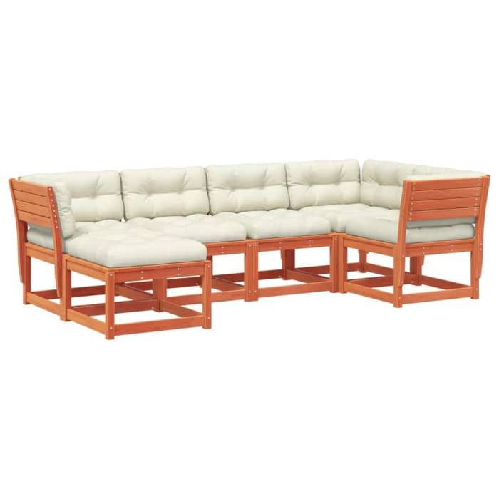 VidaXL Salon de Jardin avec Coussins 6 pcs, Sièges de Patio, Ensemble de Meubles, Mobilier de Terrasse Extérieur, Cire 3217042