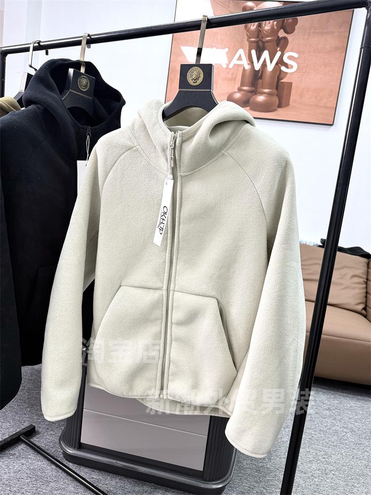 Herren verdickte doppelseitige Fleece-Kapuzenjacke - Schwergewicht 620g für Herbst und Winter