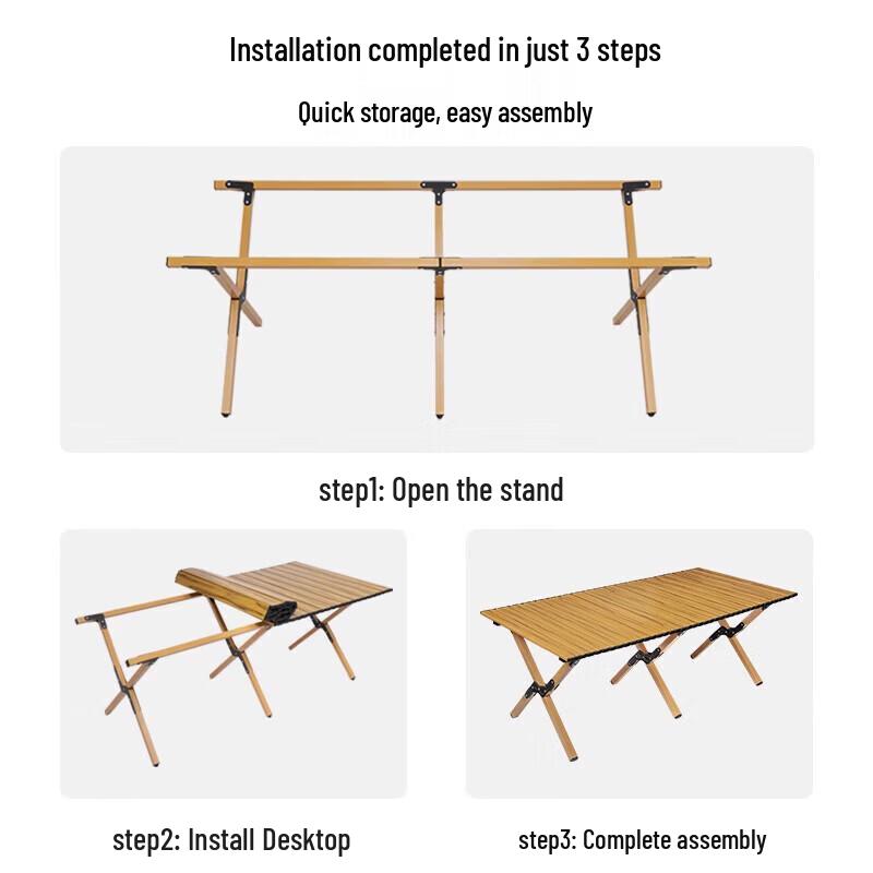 Series Clear Folding Portable Roll-Up Camping Table