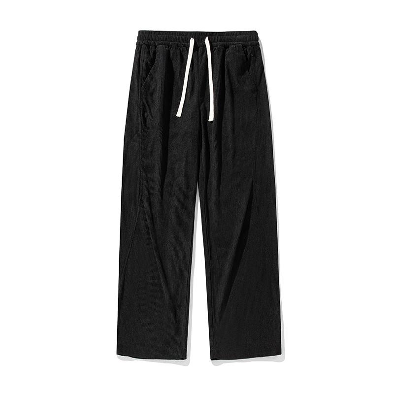 

Мужские и женские брюки Y2K свободного покроя весна-осень винтажные вельветовые мешковатые широкие брюки брюки уличная корейская одежда L чёрный