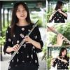 Western Concert Flute Nickel Plated 16 Holes C Key Cupronickel Woodwind Instrument with Cleaning Cloth Stick Gloves