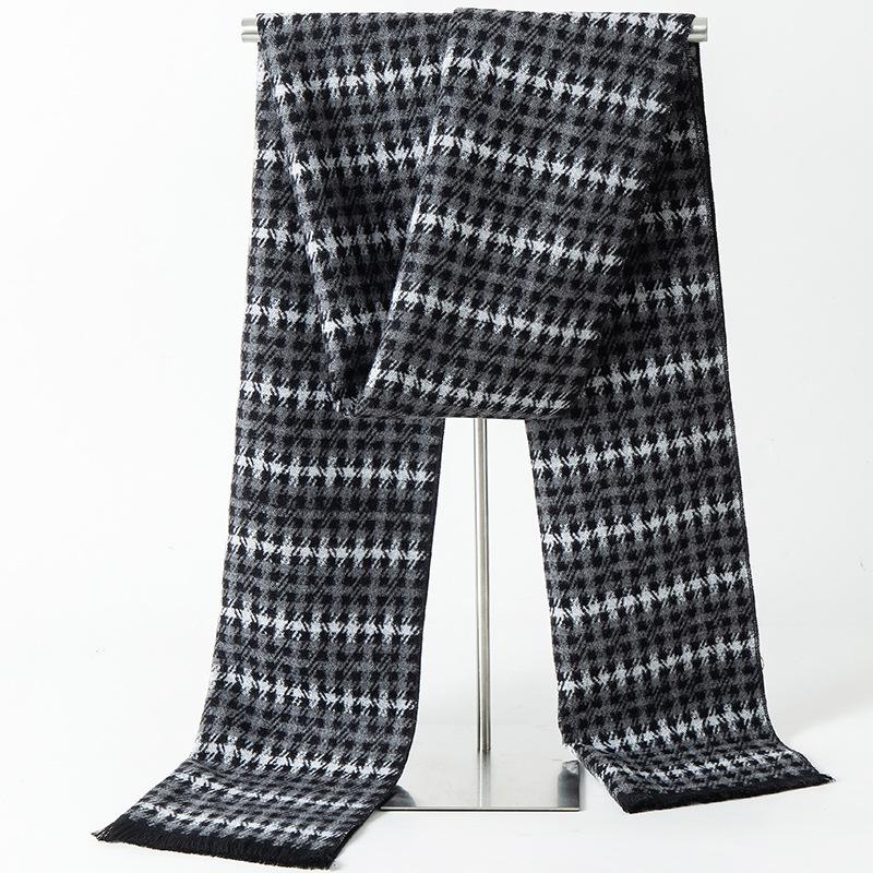 2024 Men's Brushed Imitation Cashmere Scarf - British Style, Business Casual, Autumn/Winter Accessory