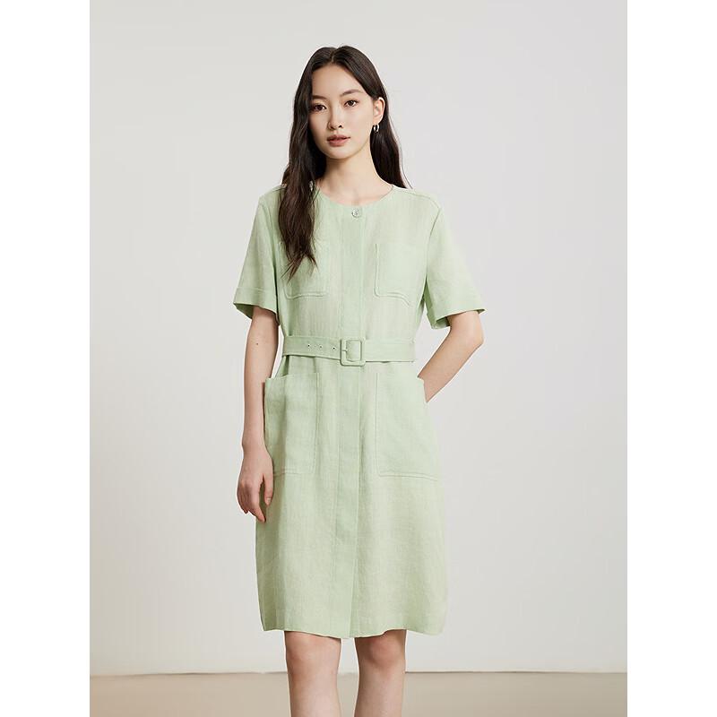 Gejin Women s Linen A-Line Short Sleeve Dress L