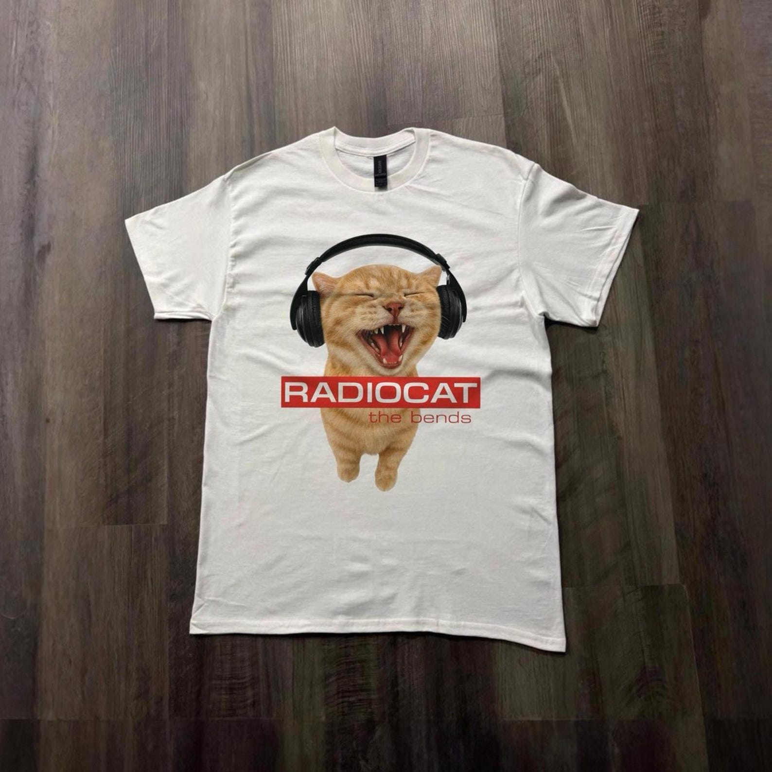 Cat meme shirt, funny cat music tee, retro cat graphic tee, aesthetic cat headphones shirt, vintage style cat tshirt S