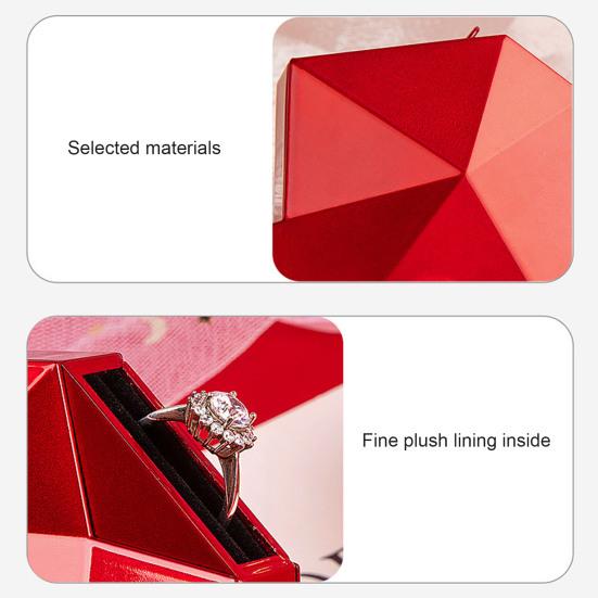 Heart Shaped Ring Gift Box with Soft Flannel Lining Polished Texture Automatic Opening Artistic Engagement Box Romantic Jewelry Storage Box