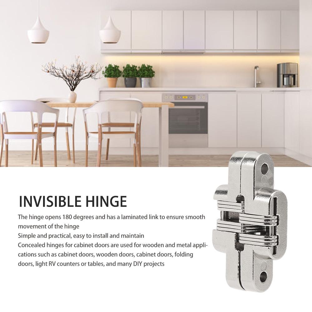 2pcs Easy-Install Concealed Hinge Compact Cross Hinge Durable Hidden Hinge  Secret Bathroom Doors