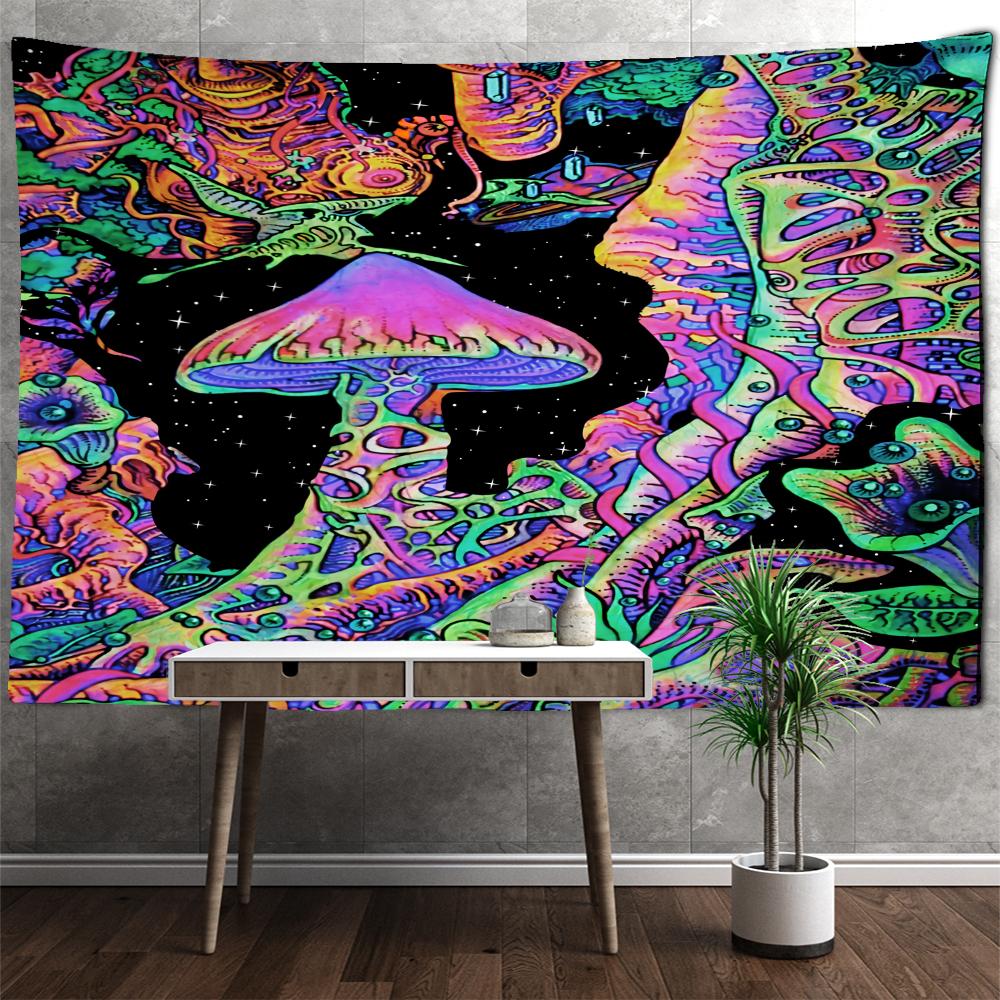 Nacht Himmel Pilz Wandteppich Hängen Böhmischen Stil Hippie Tapies Künstler Haus Dekor Hintergrund Tuch