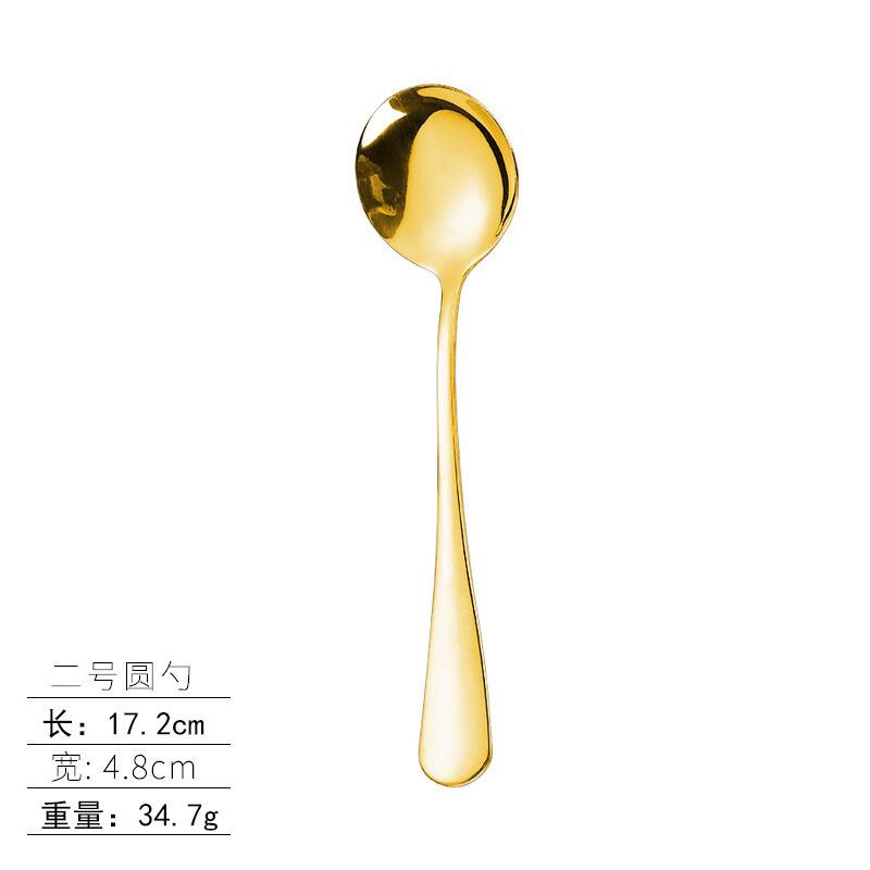 Stainless steel tableware, knives and forks, spoons, western food steak knives and forks, household thickened pointed spoons, round spoons, supplies