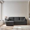 Dark Grey Corduroy Convertible Corner Sofa - IDA - 3 Seater. Reversible Corner Armchair Storage Chest Bed