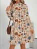Autumn and winter new casual fashion floral printing long-sleeved stand-up collar dress women's clothing