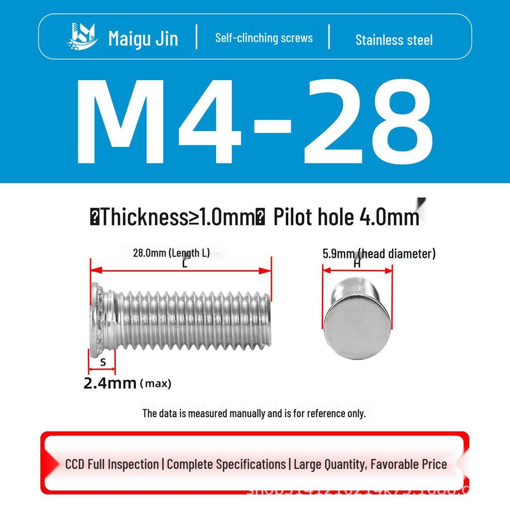 304 Stainless Steel Pressure Plate Cylindrical Head Rivet Screw (FHS-M2 M2.5 M3 M4 M5 M6 M8 M10)
