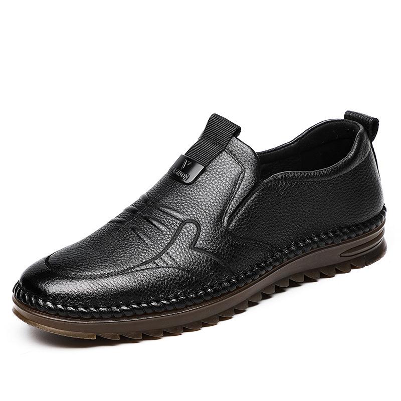First layer cowhide summer men's casual leather shoes genuine leather soft sole soft surface single shoes men's dad breathable men's shoes
