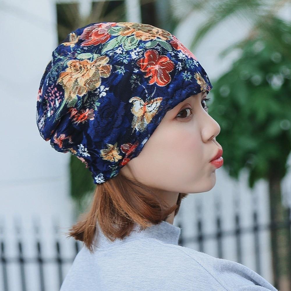 Comfortable Floral Lace Beanie Floral Pattern Stretch Slouchy Turban Chemo Cap  Fashion Accessory
