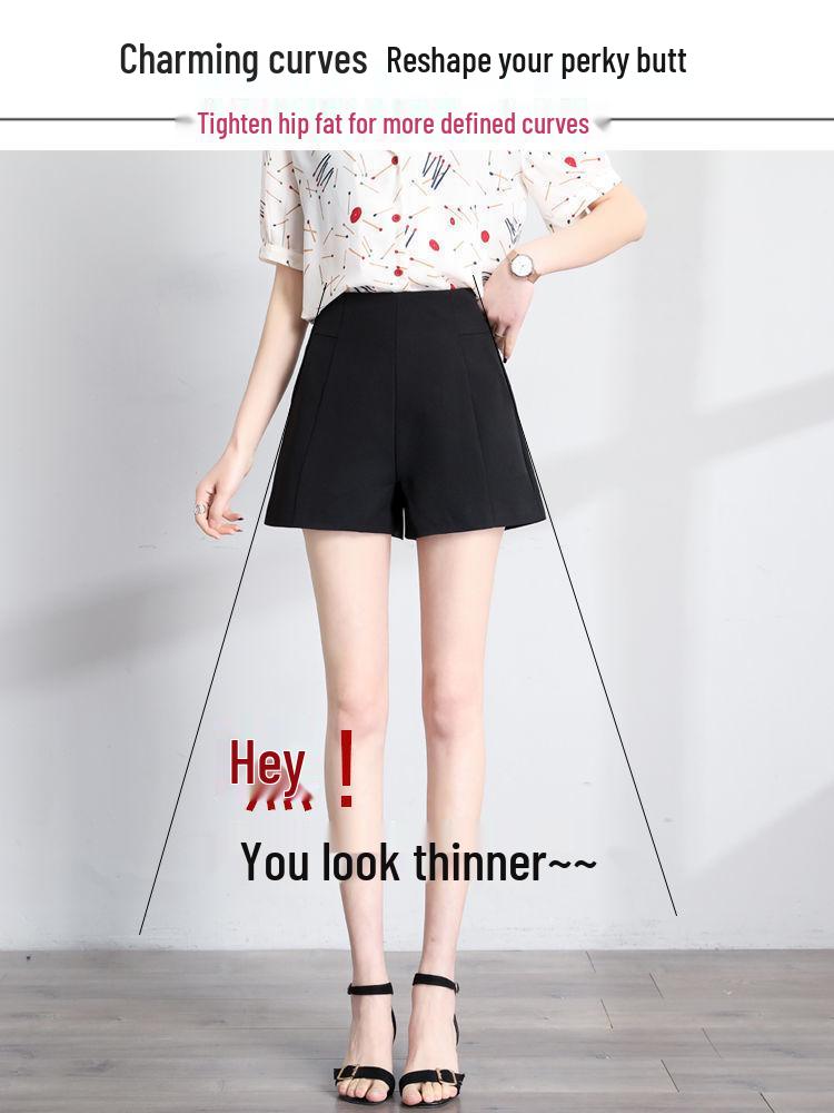 Women's High Waist Wide-Leg Summer Shorts - White A-Line, Black Slim Style, All-Match and Loose Fit