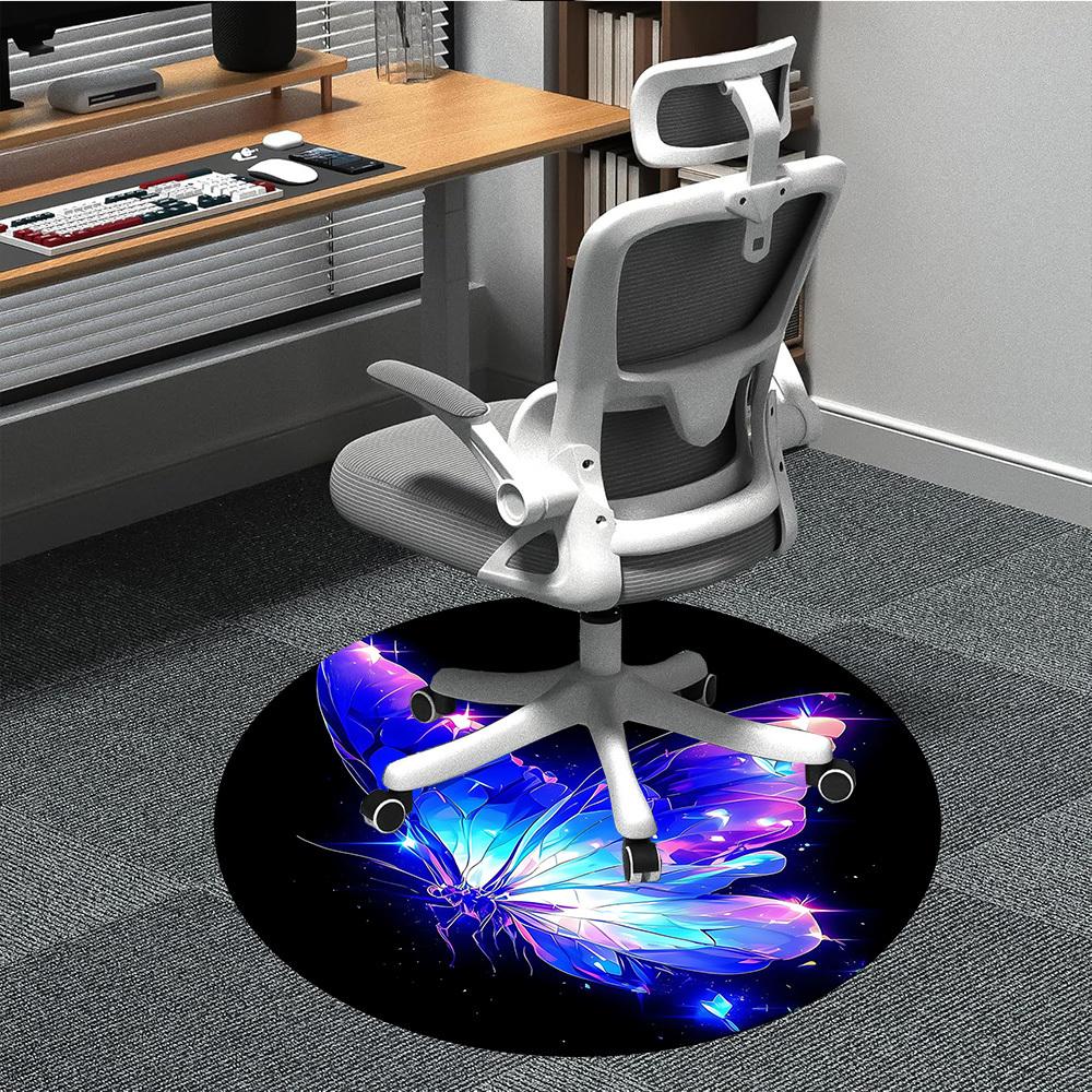 

1pc Butterfly Wings Office Round Area Rug, Indoor Mat Suitable ForOffice, Under Office Chairs Bedroom Living Room Home Decor, Room Deco T104 80cm by 80cm