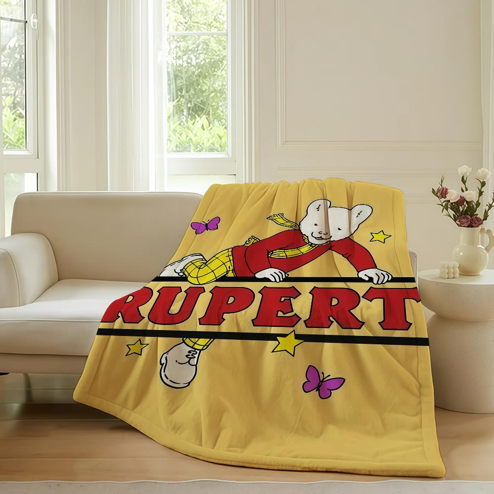 Cartoon Cute R Rupert B Bear Blanket For Sofa Office Bed Plane Travel Sleep Read Relax Camping Soft And Warm