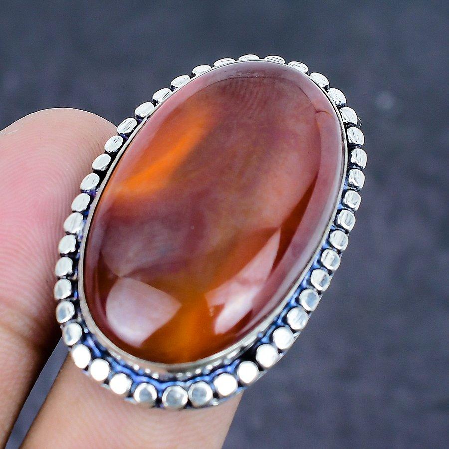 Natural Carnelian Gemstone Handmade 925 Sterling Silver Jewelry Ring Size 8 A8r12
