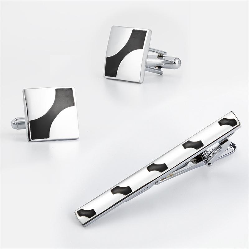 

Набор запонок и зажима для галстука из черной эмали для мужской рубашки