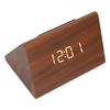 Wood Digital Alarm Clock Triangle Modern Simple Design Portable Wooden LED Clock for Home Office Travel