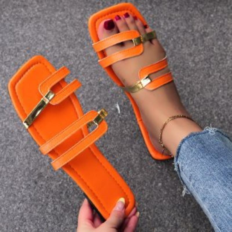 Large size sandals drag women's summer wear new girls flat bottom out fashion word drag