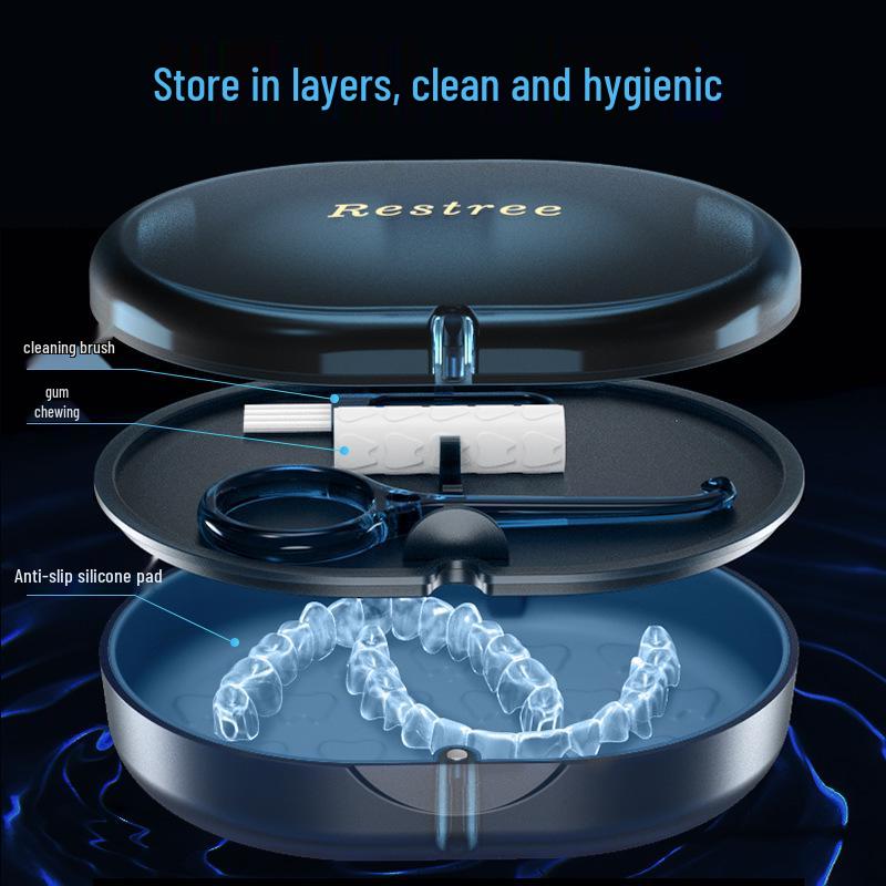 Doppelschichtige magnetische Aufbewahrungsbox mit Spiegel - Tragbare Aufbewahrung für Zahnersatz