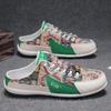 2025 Summer Cloth Backless Slip On Flats Loafers Slipper Half Shoes For Men Mules Man Slides Mens Semi-Drag Casual Shoes