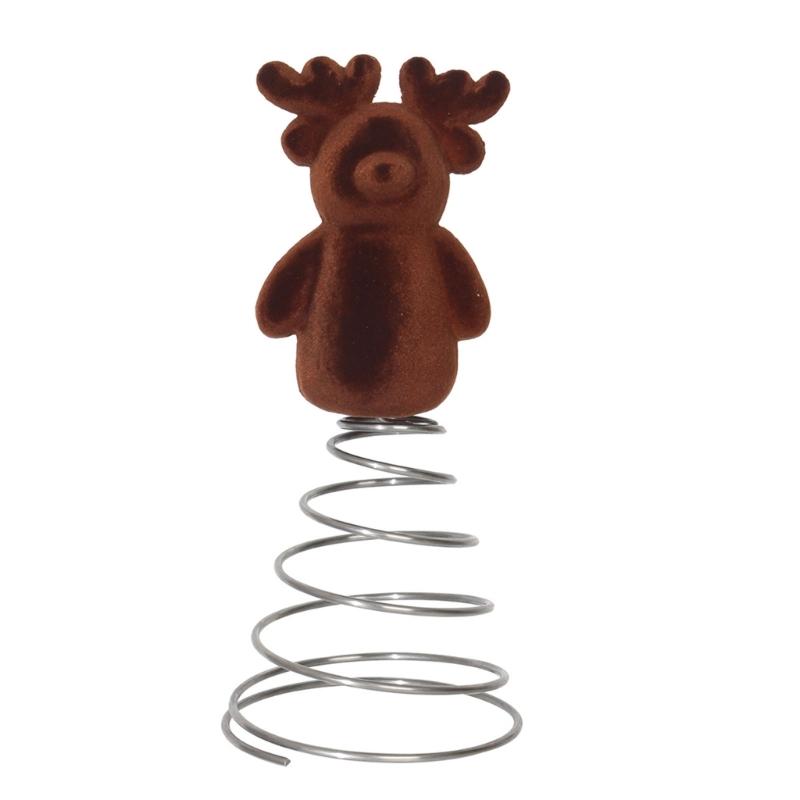 

Soft Cloth Deer Figure Christmas Tree Ornament 23.5cm High Christmas Tree Elk Top Decoration for Festival Celebration коричневий