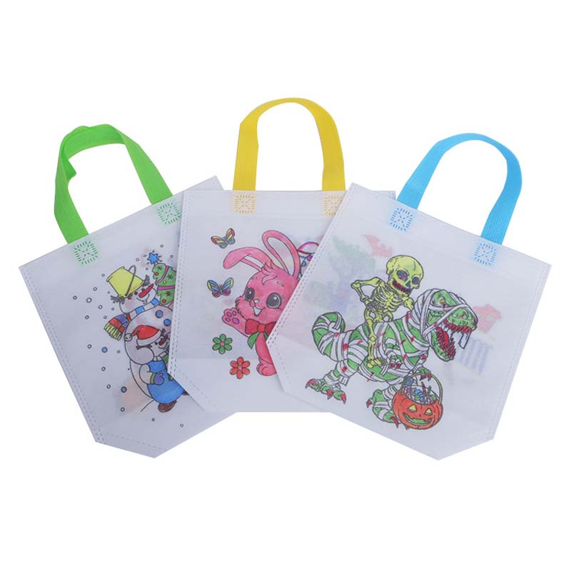 5/10pcs Festival Gift Bags Christmas Halloween Easter Non Woven Fabric Double Sided Graffiti Bag Party Snack Bag Souvenir TMZ