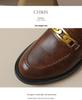 2025 Women's Plus Size Brown Leather Loafers: Spring/Autumn, Round Toe, Chunky Medium Heel, British Style