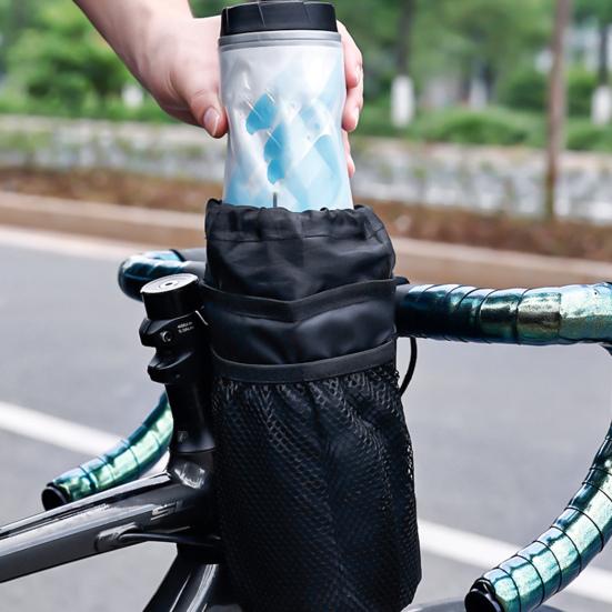 Water Bottle Holder Bag with Fastener Tapes Waterproof Mesh Pocket Design Universal Bicycle Water Bottle Carrier Pouch