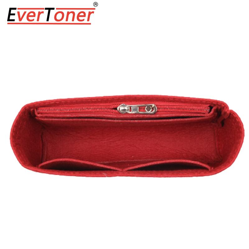 

EverToner Fits for CF Classic Flap Bag Felt Cloth Insert Bag Organizer Travel Inner Purse Portable Cosmetic Bags S червоний
