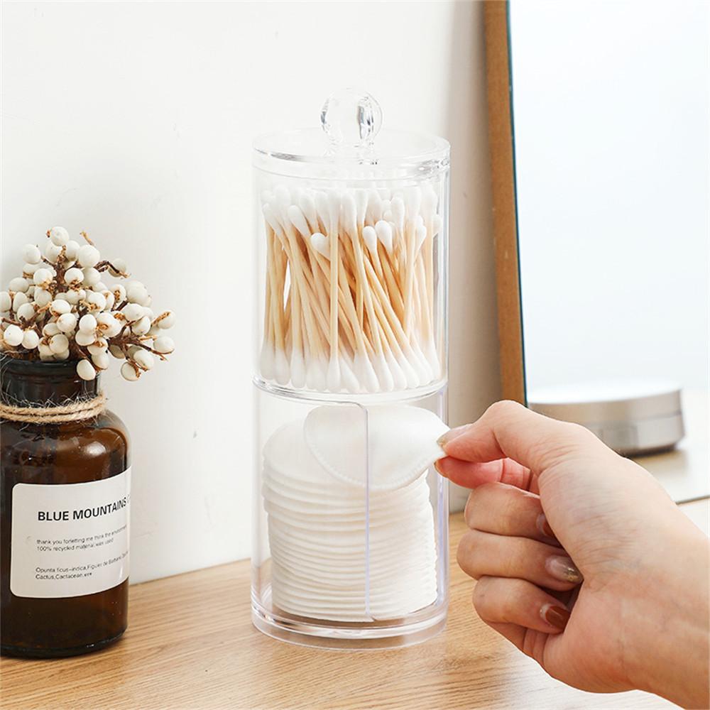 Organizator transparent acrilic Suport pentru tampon de bumbac Depozitare cosmetice Tampă de machiaj de bumbac Recipient transparent pentru ruj de unghii Puff Box