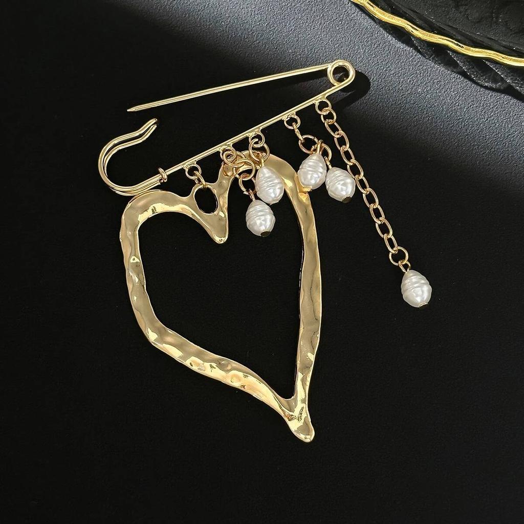 Salircon Trendy Gold Color Love Heart Imitation Pearl Tassel Chain Pendant Anklets Women Exquisite Charm Aesthetic Jewelry Gift
