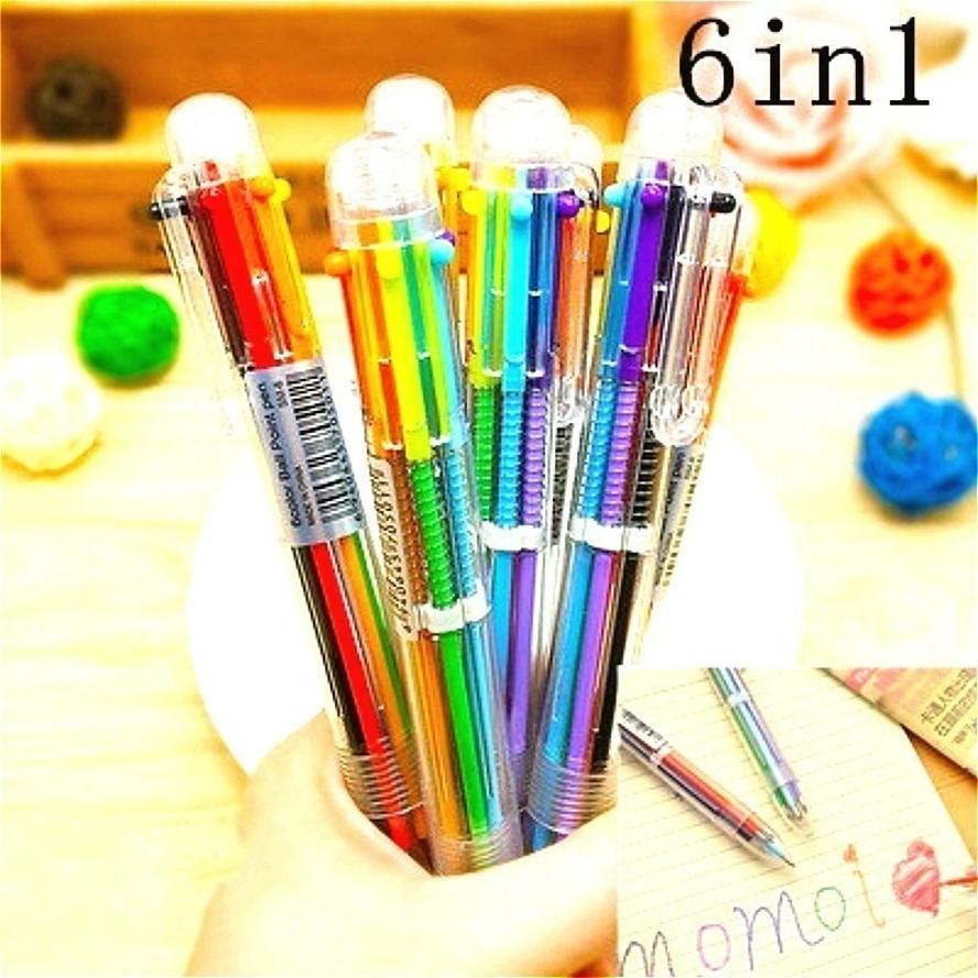 5 Pcs Transparent Cartoon Ballpoint Pen Creative Cute Colorful Swivel Supplies School&Office Supplies Kawaii Stationery