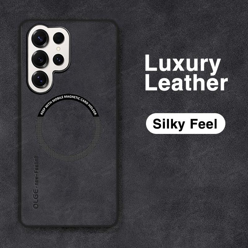 Handyhüllen aus Leder für Samsung S25 S24 S23 S22 S21 S20 Ultra Plus Edge FE Note 20 Ultra Stoßfest Für Magsafe Magnetische Hülle