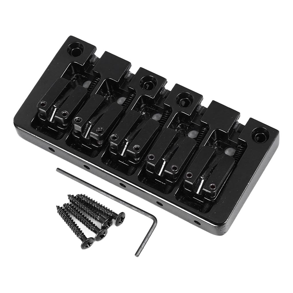 Bass Bridge Flip Top Micro Adjustable 5 String Bass Bridge Replacement for Practice Performance Black