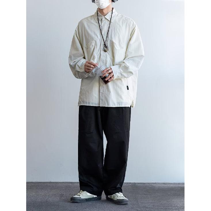 Qiaoyishan Outdoors Commute Solid Color Workwear Large Pocket Shirt Casual All-Matching Men's Autumn Shirt Coat Fashion