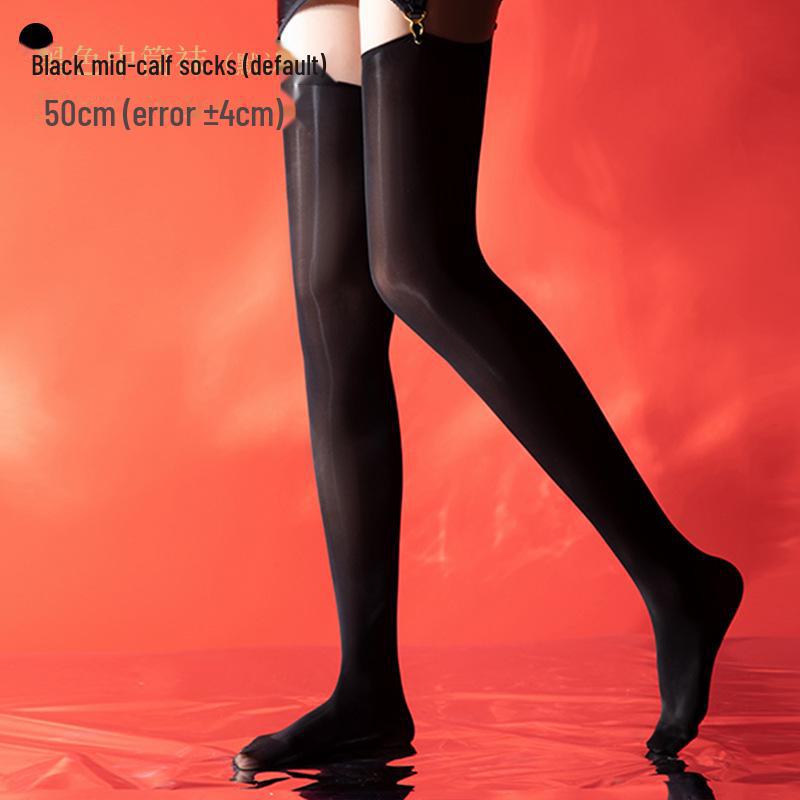 Qinghe Shiny Ultra-Thin Garter Over-Knee Stockings with Detachable Clips