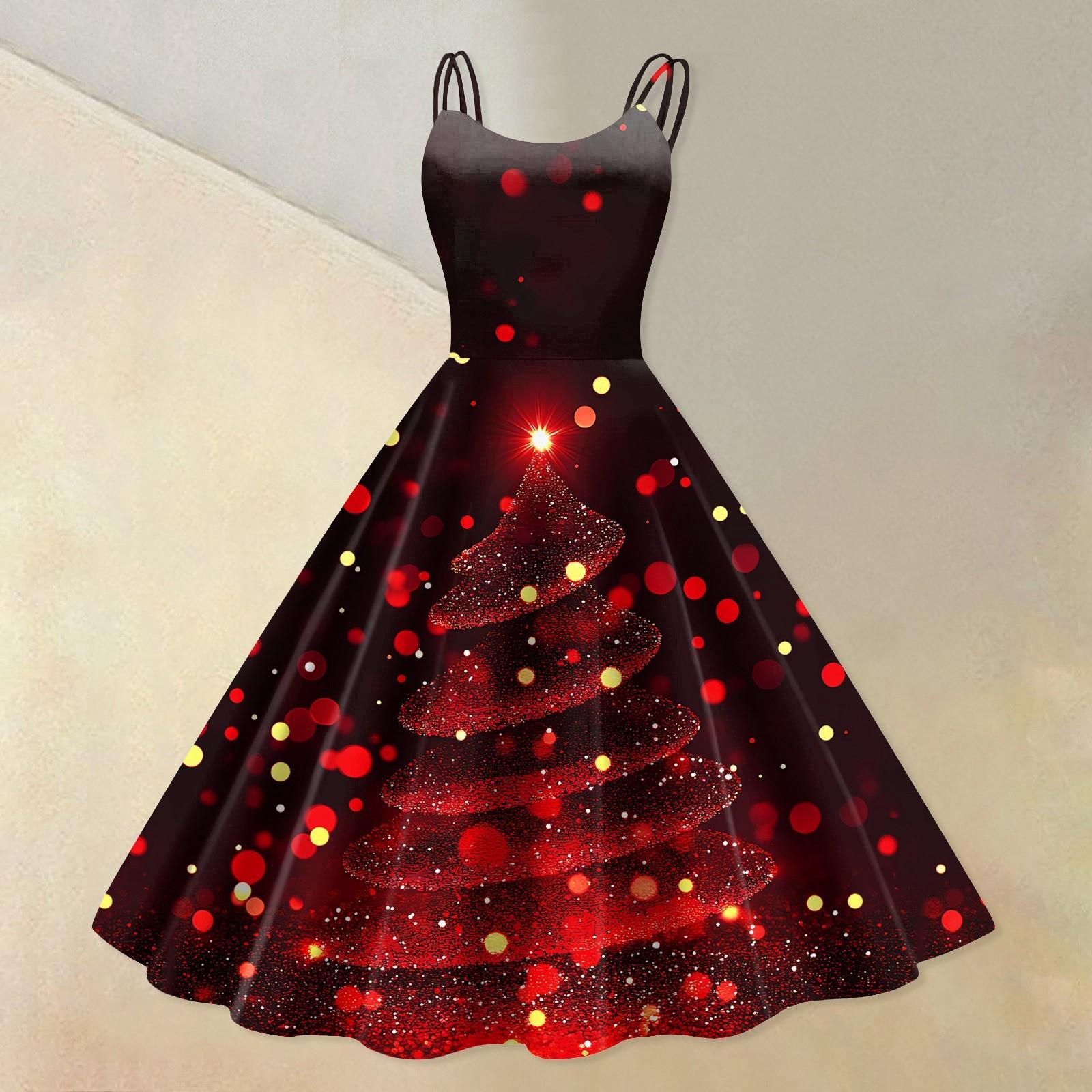 

Женское модное сексуальное коктейльное платье без бретелек с рождественским принтом в стиле панк, винтажное платье. M