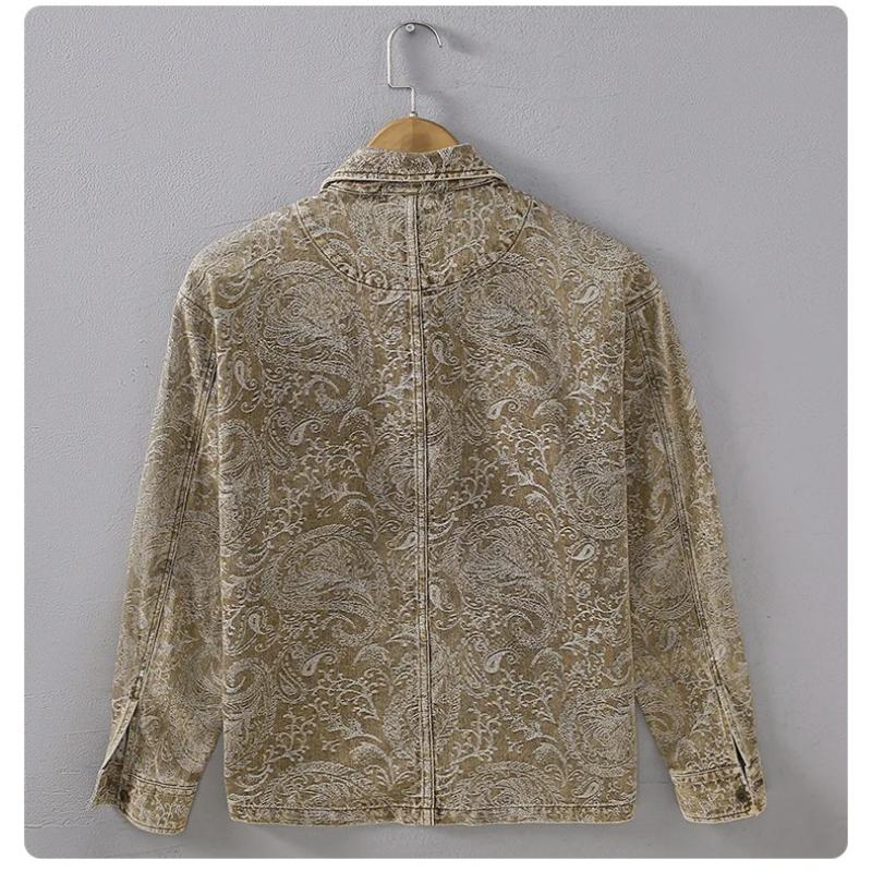 Spring Autumn New Long Sleeve Denim Shirts for Men Fashion Male Streetwear Heavy Jean Tops Cotton Loose Printed Shirts Vintage Clothes