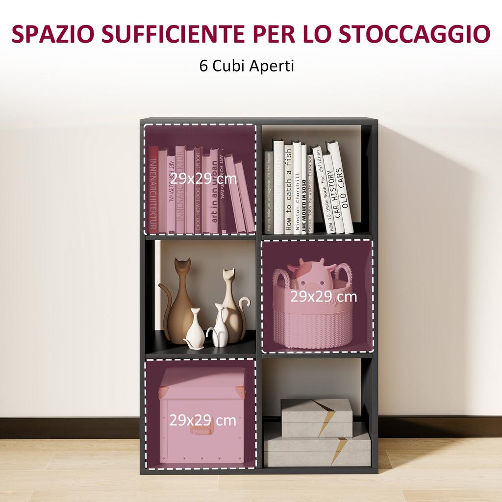 6-Cube Bookshelf - Black